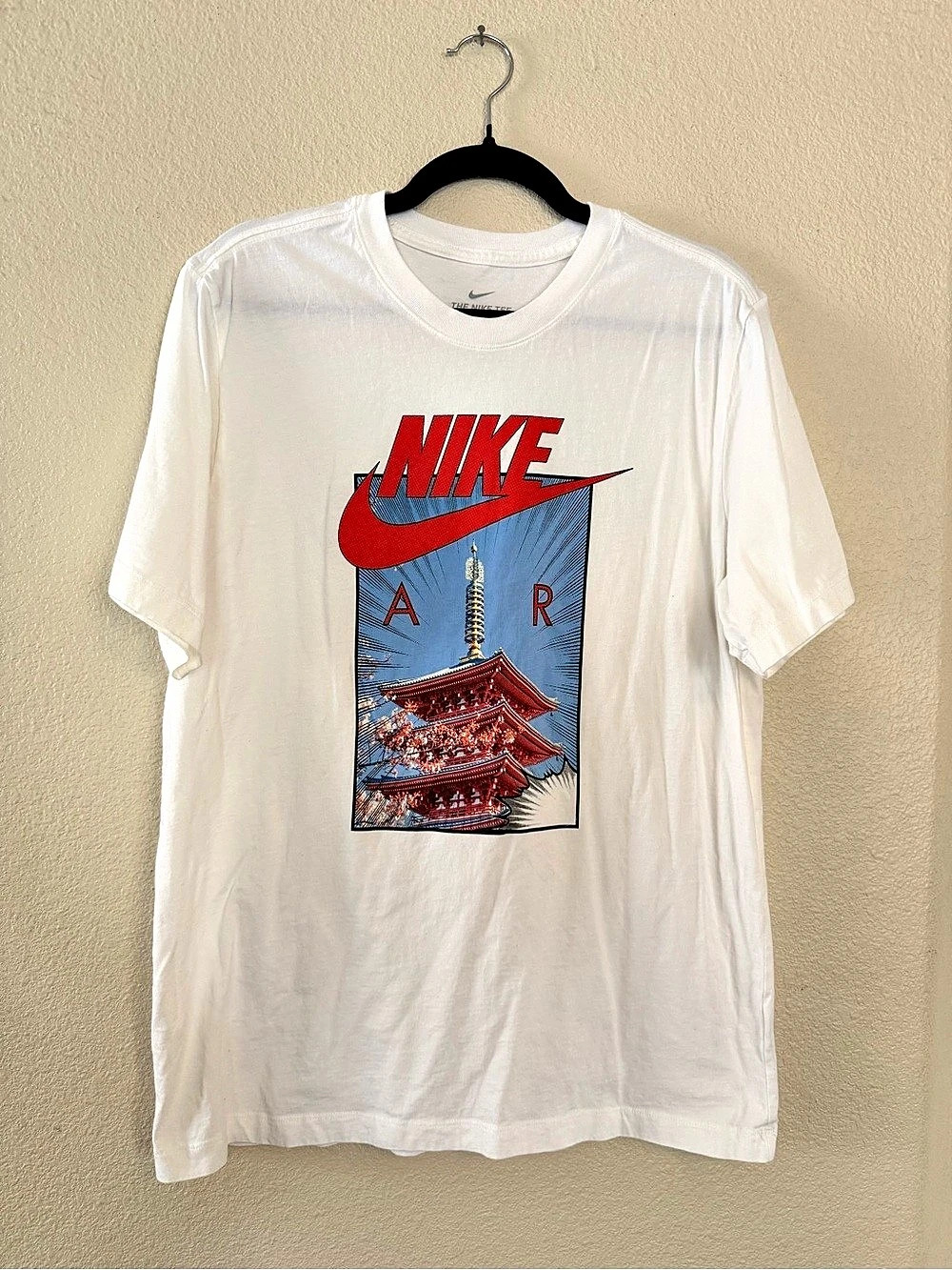 Nike Air Photo T-Shirt (Kyoto Temple / Pagoda) White & Red Men’s Large